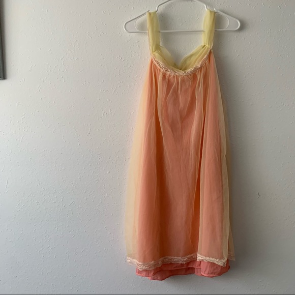 Vintage 1950's Rosebuds & Lace Layered Sheer Mesh Tulle Lingerie Slip Tank Dress - Picture 7 of 16